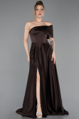 Long Brown Satin Evening Dress ABU6019