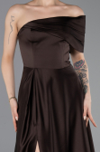 Long Brown Satin Evening Dress ABU6019