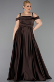 Brown Strappy Long Satin Plus Size Engagement Dress ABU4207