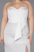 Long White Beaded Plus Size Evening Dress ABU5989