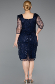 Midi Navy Blue Beaded Plus Size Cocktail Dress ABK2580