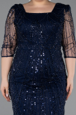 Midi Navy Blue Beaded Plus Size Cocktail Dress ABK2580
