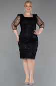 Midi Black Beaded Plus Size Cocktail Dress ABK2580
