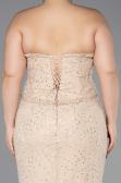 Long Beige Dantelle Plus Size Evening Gown ABU5994