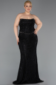Long Black Dantelle Plus Size Evening Gown ABU5994