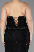 Long Black Dantelle Plus Size Evening Gown ABU5994