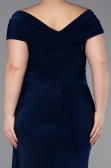 Long Navy Blue Plus Size Evening Gown ABU5900