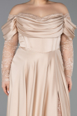 Gold Long Satin Formal Plus Size Dress ABU5261
