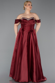 Burgundy Long Satin Plus Size Evening Gown ABU5726