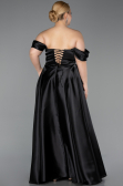 Long Black Satin Plus Size Evening Gown ABU5726