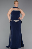 Long Navy Blue Plus Size Evening Dress ABU6015