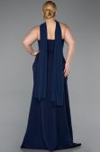 Long Navy Blue Plus Size Evening Dress ABU6015