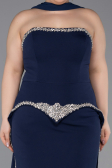 Long Navy Blue Plus Size Evening Dress ABU6015