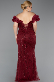 Long Burgundy Beaded Formal Plus Size Dress ABU5948