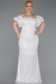 Long White Beaded Formal Plus Size Dress ABU5948