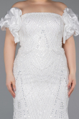 Long White Beaded Formal Plus Size Dress ABU5948