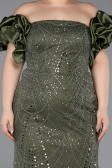 Long Olive Drab Beaded Formal Plus Size Dress ABU5948