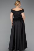 Long Black Satin Plus Size Evening Dress ABU2355