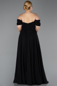 Black Long Chiffon Plus Size Evening Dress ABU3738