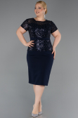 Midi Navy Blue Plus Size Cocktail Dress ABK2598