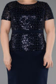 Midi Navy Blue Plus Size Cocktail Dress ABK2598