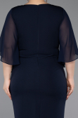 Midi Navy Blue Plus Size Cocktail Dress ABK2599