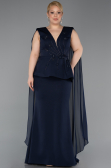 Long Navy Blue Plus Size Evening Dress ABU5955