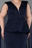 Long Navy Blue Plus Size Evening Dress ABU5955