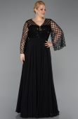 Black Long Chiffon Plus Size Evening Gown ABU5875