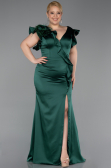 Emerald Green Long Satin Plus Size Evening Dress ABU5877