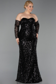 Long Black Scaly Plus Size Evening Gown ABU5928
