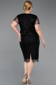 Short Black Beaded Plus Size Cocktail Dress ABK2584