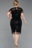 Short Black Beaded Plus Size Cocktail Dress ABK2585