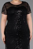 Short Black Beaded Plus Size Cocktail Dress ABK2585