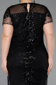 Short Black Beaded Plus Size Cocktail Dress ABK2585