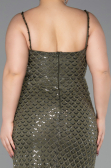 Long Olive Drab Scaly Formal Plus Size Dress ABU6021