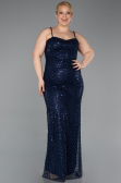 Long Navy Blue Scaly Formal Plus Size Dress ABU6021