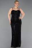 Long Black Scaly Formal Plus Size Dress ABU6021