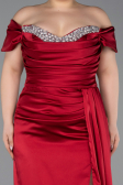 Burgundy Long Satin Plus Size Engagement Dress ABU3655
