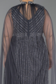 Long Anthracite Stony Plus Size Evening Dress ABU6024