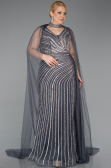 Long Anthracite Stony Plus Size Evening Dress ABU6024