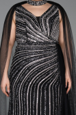 Long Black Stony Plus Size Evening Dress ABU6024