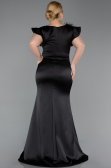 Black Long Satin Plus Size Evening Dress ABU5877