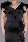 Black Long Satin Plus Size Evening Dress ABU5877