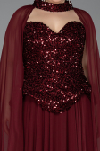 Long Burgundy Chiffon Plus Size Evening Gown ABU5940