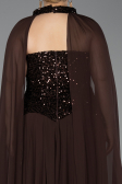 Long Brown Chiffon Plus Size Evening Gown ABU5940
