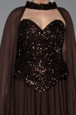 Long Brown Chiffon Plus Size Evening Gown ABU5940