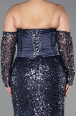 Long Anthracite Scaly Plus Size Evening Gown ABU5928