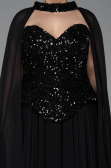 Long Black Chiffon Plus Size Evening Gown ABU5940