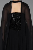 Long Black Chiffon Plus Size Evening Gown ABU5940